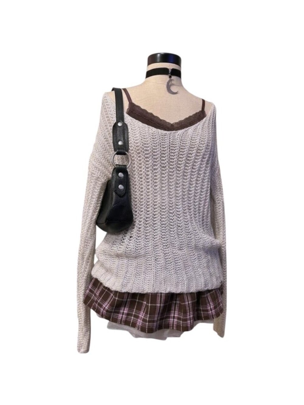 Abercrombie and Fitch Vintage Oversized Slouchy Crochet Sweater Metallic Size M